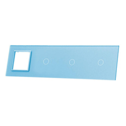 Poczwórny panel szklany niebieski miejsce na gniazdo + trzy pojedyńcze miejsca na wkład (70111G-69) LIVOLO