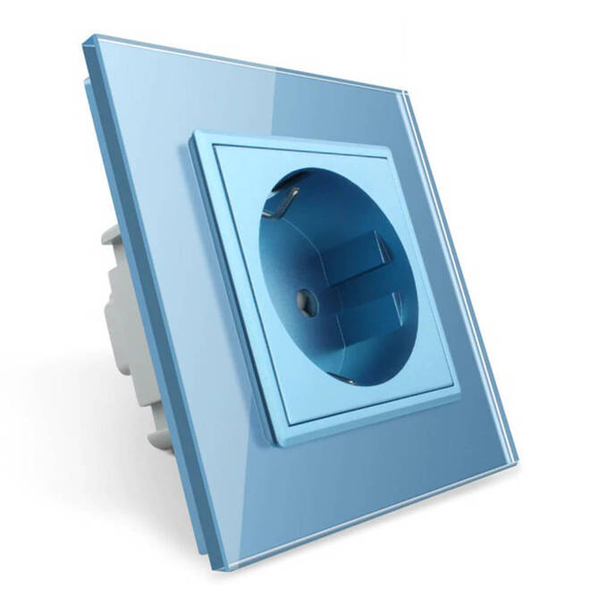 Gniazdo elektryczne 16 A z niebieskim panelem szklanym (VL-W01EU-69) LIVOLO