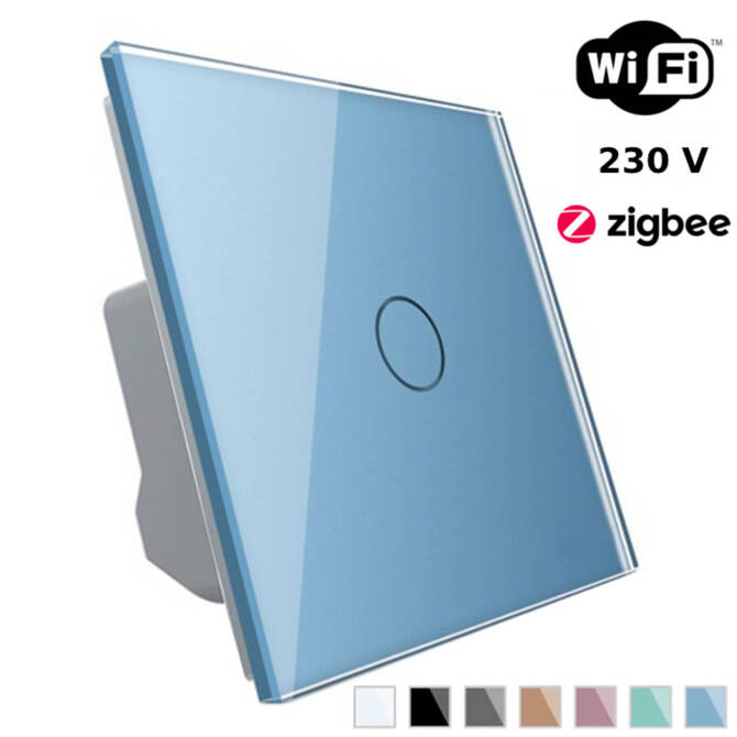 Wkład włącznika dotykowego pojedynczego ZigBEE WiFi z niebieskim panelem szklanym (VL-C701Z-69) LIVOLO