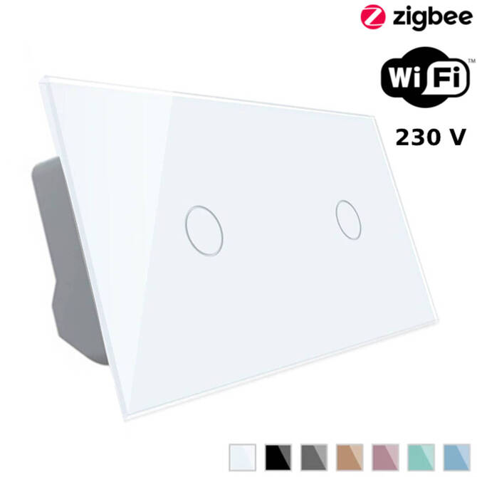 Włącznik dotykowy pojedynczy ZIGBEE + podwójny panel szklany w kolorze Białym 1 + 1 (VL-C7011Z-61) LIVOLO